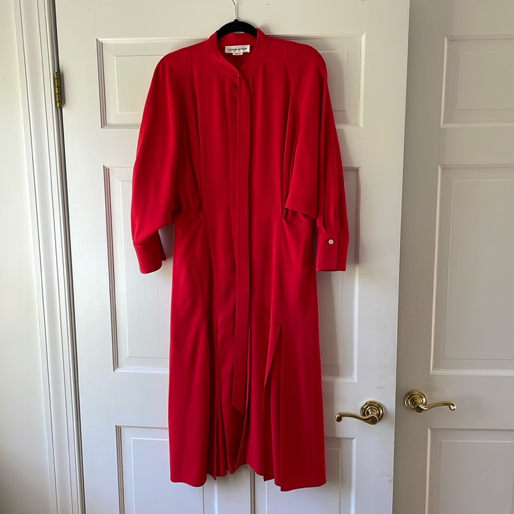 VICTORIA BECKHAM
Pleated satin-crepe midi shirt dress - Picture 3 of 9